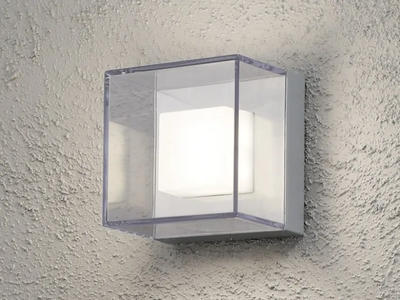 Quadratische Wandleuchte SANREMO, bruchsicherer Schirm, 6W HP-LED, IP54