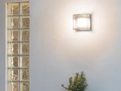 Quadratische Wandleuchte SANREMO, bruchsicherer Schirm, 9W HP-LED, IP54