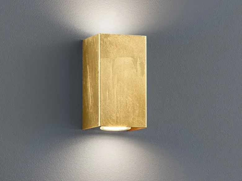 Rechteckige Wandleuchte CLEO in Gold foliert, Up & Down Strahler, Höhe 16,5cm