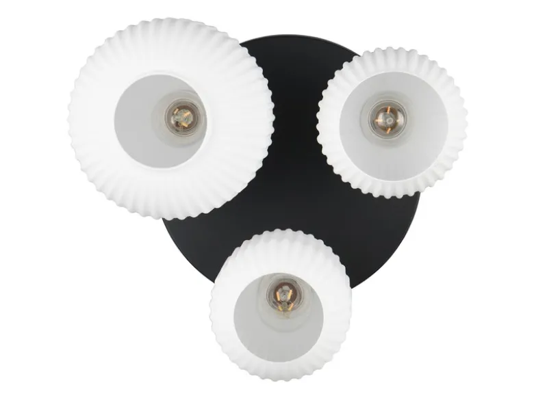 Retro Deckenleuchte DIVA 3-flammig mit Glasschirmen in Weiß, Ø 39cm