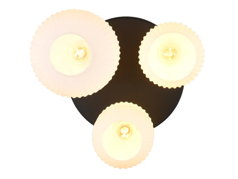 Retro Deckenleuchte DIVA 3-flammig mit Glasschirmen in Weiß, Ø 39cm