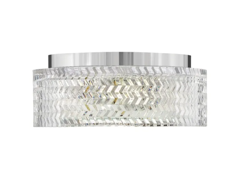 Retro Deckenleuchte ELLE Chrom mit Chevron Glas Lampenschirm Ø 30,5cm