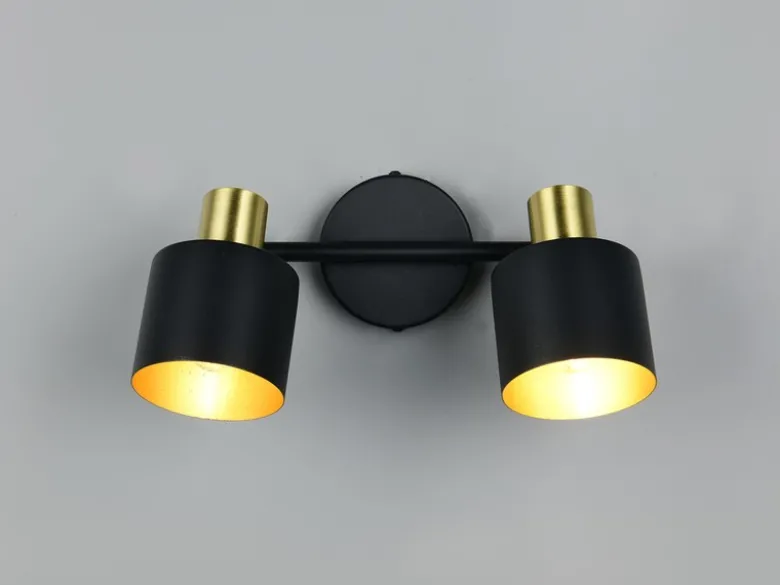 Retro Deckenstrahler EVA 2-flammig aus Metall Schwarz Gold, Breite 36,5cm