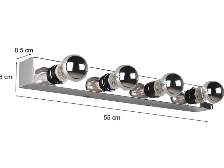 Retro LED Badezimmer Wandleuchte in Chrom 55cm - Spiegelleuchte