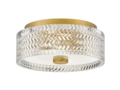 Retro LED Deckenleuchte Messing mit Chevron Glas Lampenschirm Ø 30,5cm