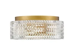 Retro LED Deckenleuchte Messing mit Chevron Glas Lampenschirm Ø 30,5cm