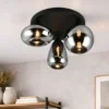 Retro LED Deckenleuchte mit 3 Glasschirmen Chrom Ø 48,5cm