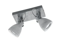 Retro LED Deckenstrahler 2-flammig mit Beton-Lampenschirmen, Breite 23cm