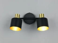 Retro LED Deckenstrahler 2-flammig aus Metall Schwarz Gold, Breite 36,5cm