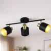 Retro LED Deckenstrahler 3-flammig aus Metall Schwarz Gold, Breite 53,5cm