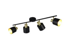 Retro LED Deckenstrahler 4-flammig aus Metall Schwarz Gold, Breite 78cm