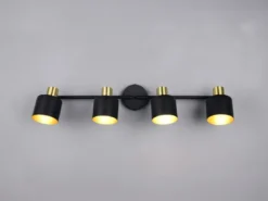 Retro LED Deckenstrahler 4-flammig aus Metall Schwarz Gold, Breite 78cm