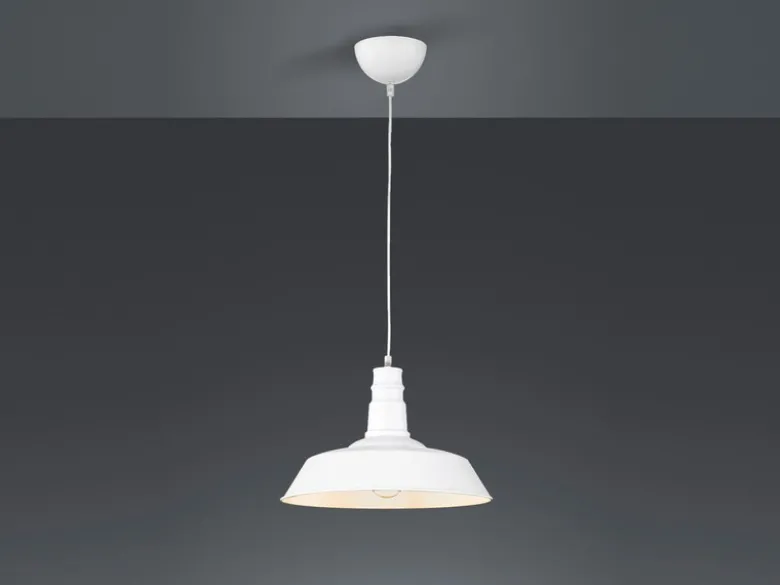 Retro LED Pendelleuchte Lampenschirm Metall Weiß, Ø 36cm