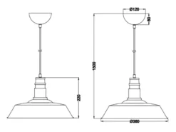 Retro LED Pendelleuchte Lampenschirm Metall Betonoptik, Ø 36cm