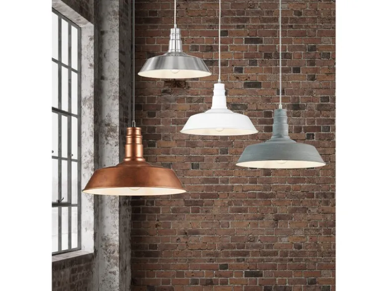 Retro LED Pendelleuchte Lampenschirm Metall Betonoptik, Ø 36cm