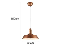 Retro LED Pendelleuchte Lampenschirm Metall Kupfer Antik, Ø 36cm