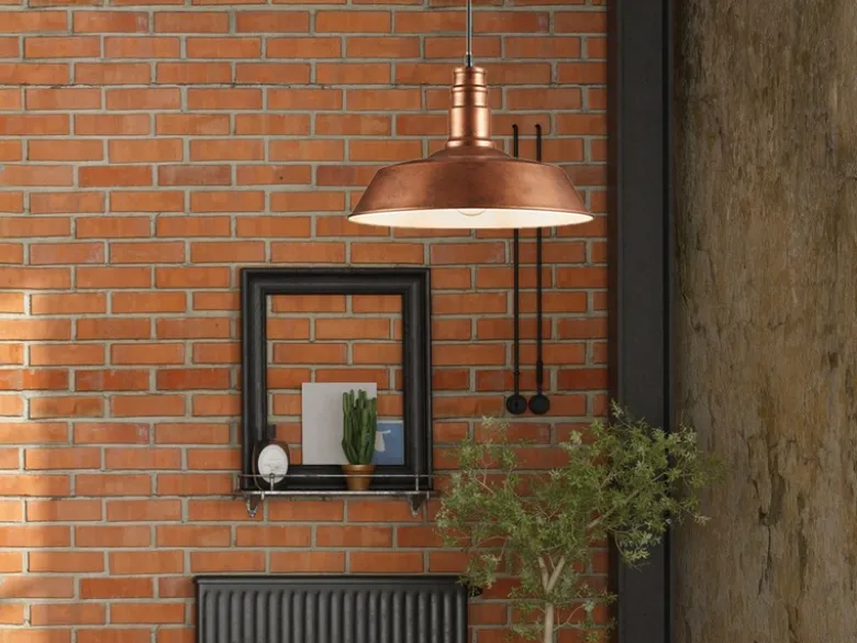 Retro LED Pendelleuchte Lampenschirm Metall Kupfer Antik, Ø 36cm