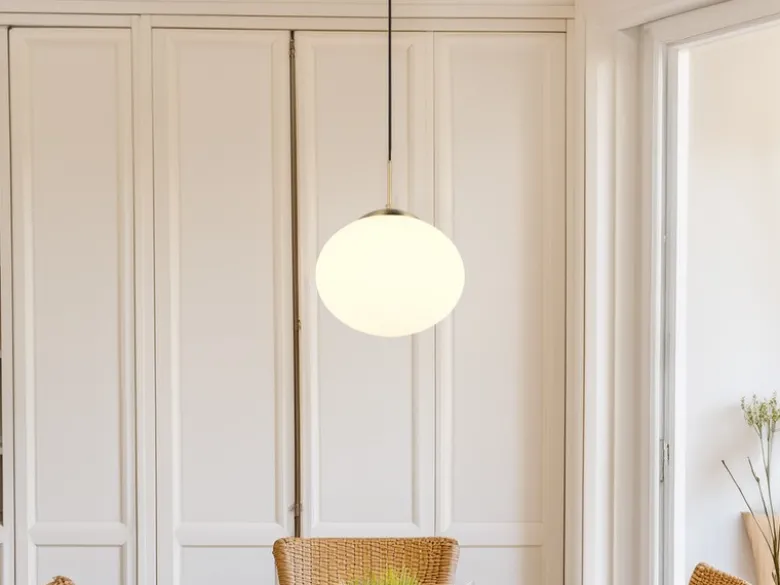 Retro LED Pendelleuchte Messing mit Glaskugel Lampenschirm, Ø 30cm