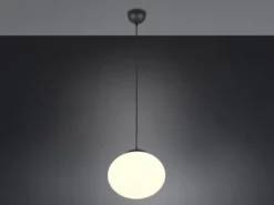 Retro LED Pendelleuchte Schwarz mit Glaskugel Lampenschirm, Ø 30cm