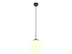 Retro LED Pendelleuchte Schwarz mit Glaskugel Lampenschirm, Ø 30cm