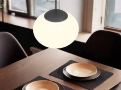 Retro LED Pendelleuchte Schwarz mit Glaskugel Lampenschirm, Ø 30cm