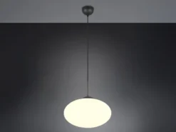 Retro LED Pendelleuchte Schwarz mit Glaskugel Lampenschirm, Ø 40cm