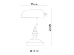 Retro LED Schreibtischleuchte Messing mit Glasschirm Grün, Höhe 36cm