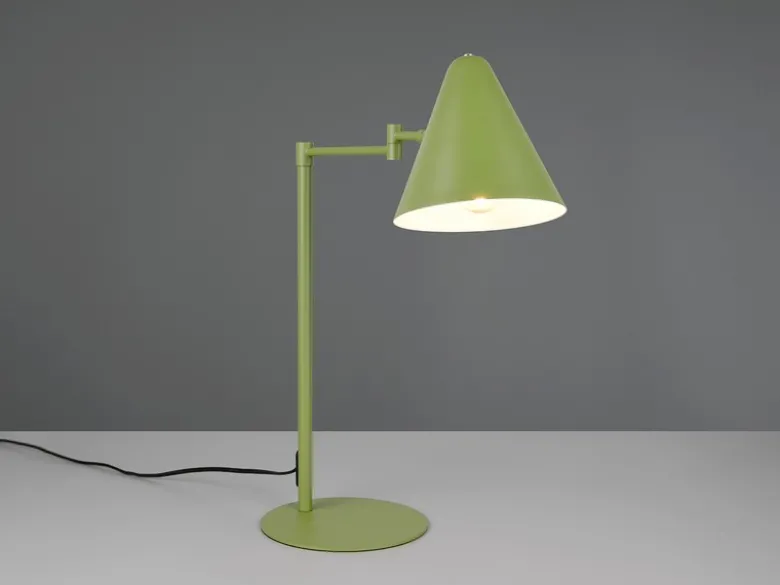 Retro LED Schreibtischleuchte mit Schwenkarm aus Metall Grün, Höhe 50,5cm