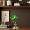 Retro LED Schreibtischleuchte Messing mit Acrylschirm Grün, Höhe 36cm