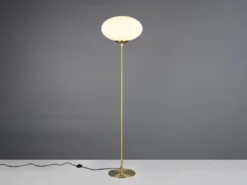 Retro LED Stehleuchte Messing mit Glaskugel Lampenschirm, Höhe 150cm