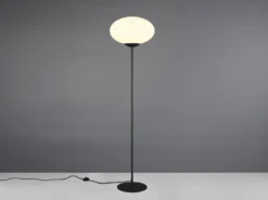 Retro LED Stehleuchte Schwarz mit Glaskugel Lampenschirm, Höhe 150cm