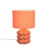 Retro LED Tischlampe mit Keramikfuß & Stoffschirm Orange, Höhe 30cm