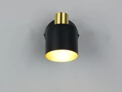 Retro LED Wandstrahler mit Schalter aus Metall Schwarz Gold, Höhe 17cm
