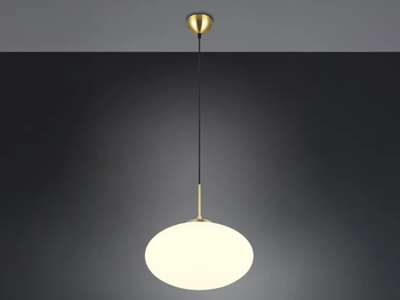 Retro Pendelleuchte FOMENTO Messing mit Glaskugel Lampenschirm, Ø 40cm