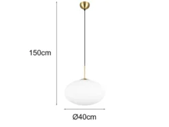 Retro Pendelleuchte FOMENTO Messing mit Glaskugel Lampenschirm, Ø 40cm