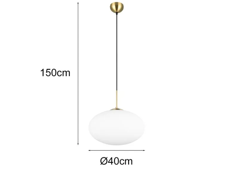 Retro Pendelleuchte FOMENTO Messing mit Glaskugel Lampenschirm, Ø 40cm