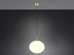 Retro Pendelleuchte FOMENTO Messing mit Glaskugel Lampenschirm, Ø 30cm