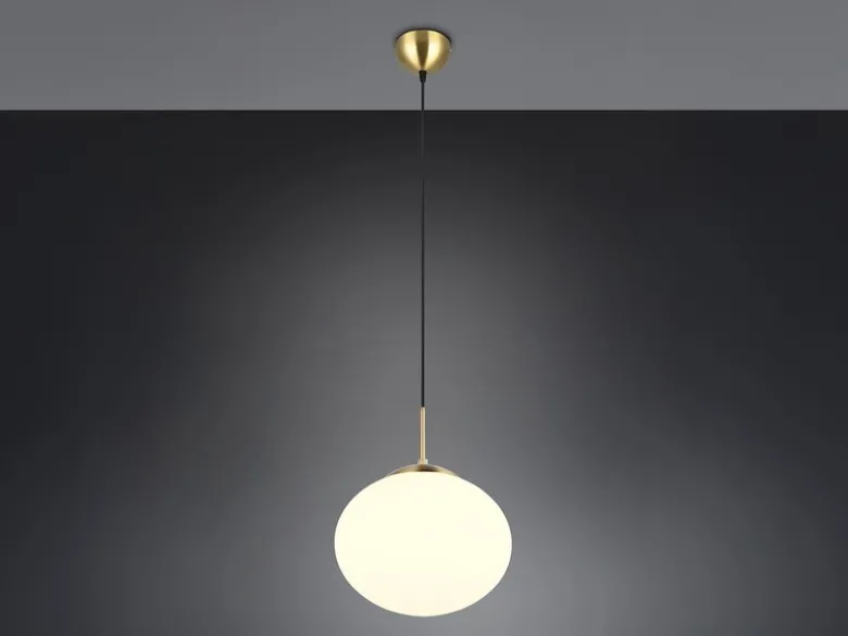Retro Pendelleuchte FOMENTO Messing mit Glaskugel Lampenschirm, Ø 30cm