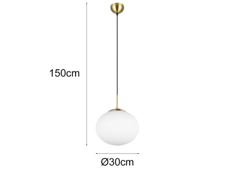 Retro Pendelleuchte FOMENTO Messing mit Glaskugel Lampenschirm, Ø 30cm