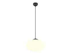 Retro Pendelleuchte FOMENTO Schwarz mit Glaskugel Lampenschirm, Ø 40cm