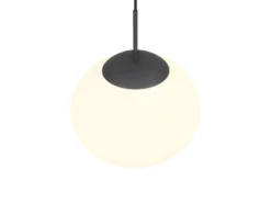 Retro Pendelleuchte FOMENTO Schwarz mit Glaskugel Lampenschirm, Ø 30cm