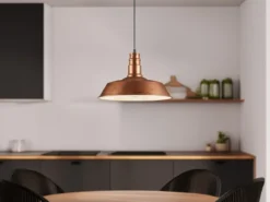Retro Pendelleuchte WILL Lampenschirm Metall Kupfer Antik, Ø 36cm