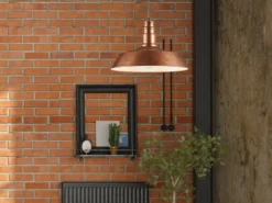 Retro Pendelleuchte WILL Lampenschirm Metall Kupfer Antik, Ø 36cm