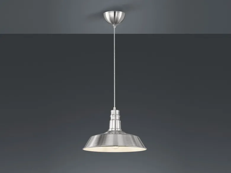 Retro Pendelleuchte WILL Lampenschirm Metall Silber, Ø 36cm