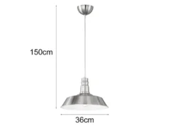 Retro Pendelleuchte WILL Lampenschirm Metall Silber, Ø 36cm