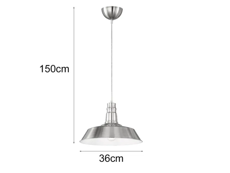 Retro Pendelleuchte WILL Lampenschirm Metall Silber, Ø 36cm