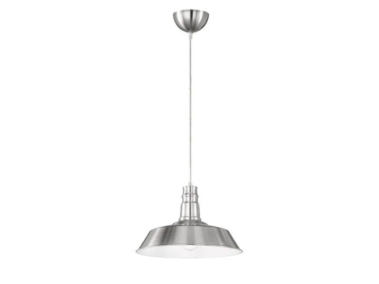 Retro Pendelleuchte WILL Lampenschirm Metall Silber, Ø 36cm