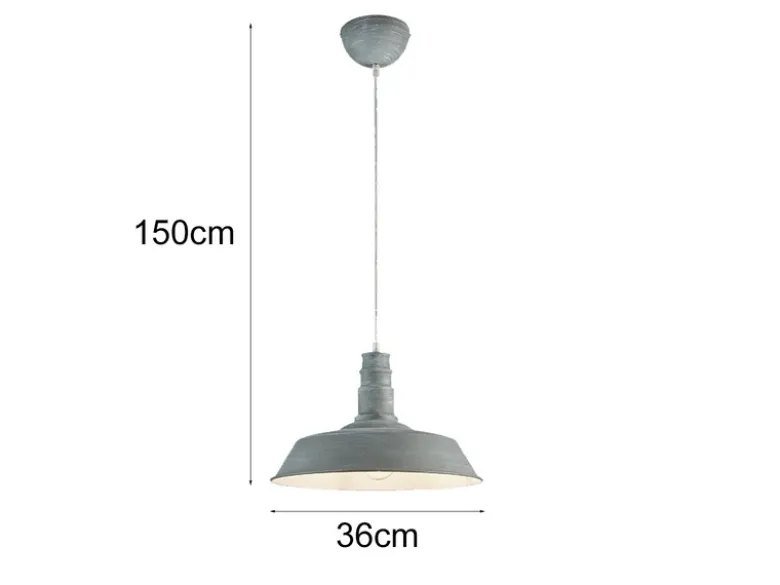 Retro Pendelleuchte WILL Lampenschirm Metall Betonoptik, Ø 36cm