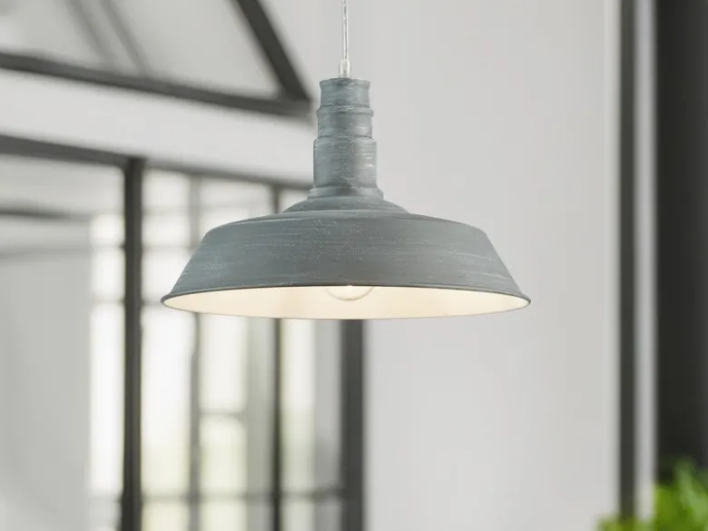 Retro Pendelleuchte WILL Lampenschirm Metall Betonoptik, Ø 36cm