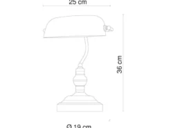 Retro Schreibtischlampe ANTIQUE Messing mit Glasschirm Grün, Höhe 36cm